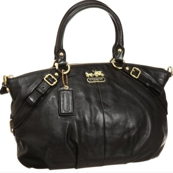 Coach Madison Sophia Black Large Leather Satchel - Picture 1 of 8